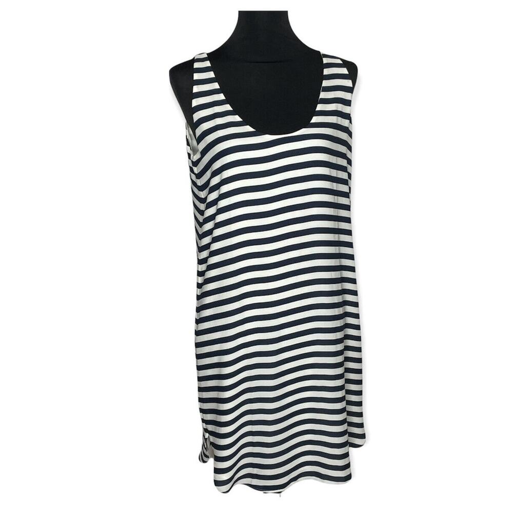 Loft Striped Dress Small Summer Sleeveless Lightweight Navy Coastal Beachy